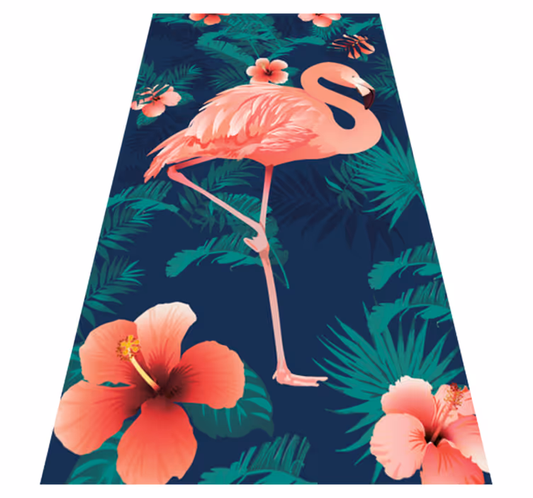 Vinyl teppich tiere mit tropischen pinken flamingos - TenStickers