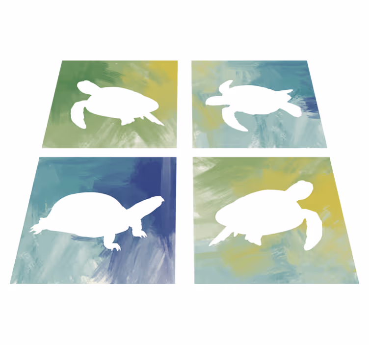 Vinyl teppich tiere bunte schildkröten fliesen - TenStickers