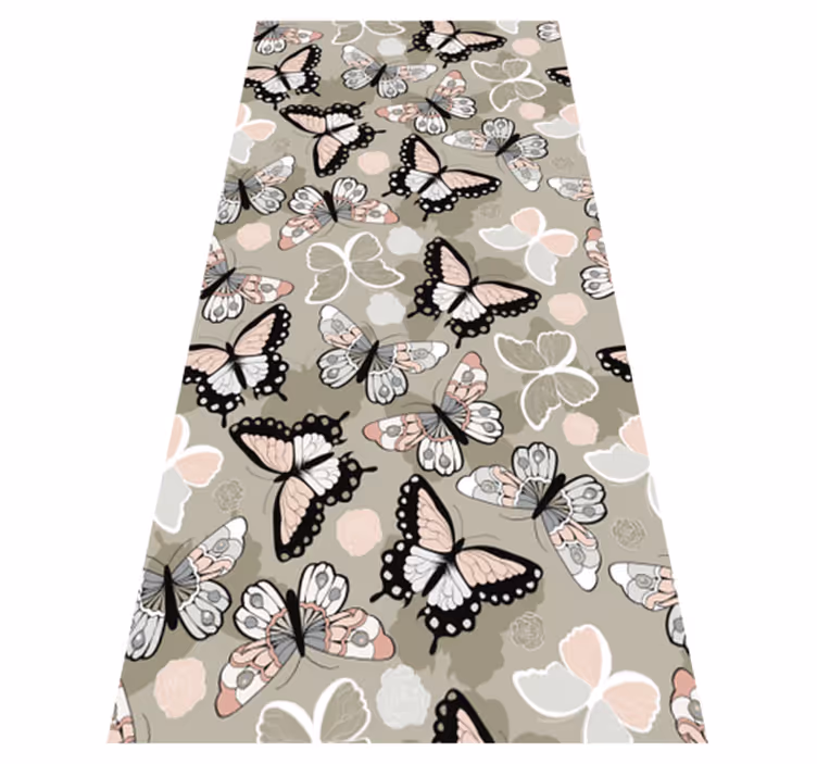 Vinyl teppich tiere beige fliegende schmetterlinge - TenStickers