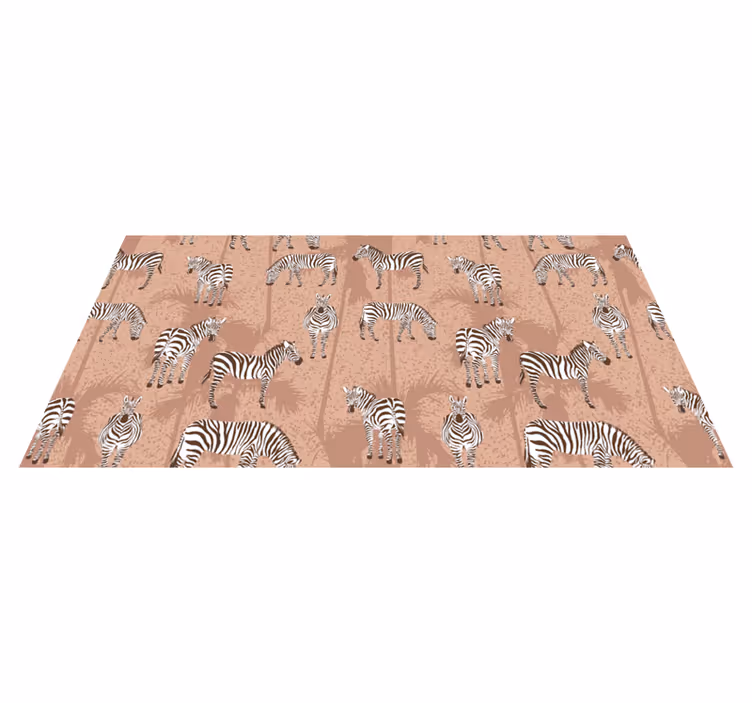 Vinyl teppich tiere zebra und palmen braun - TenStickers