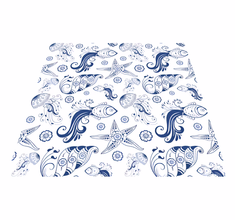 Vinyl teppich tiere mit ornamentalem meeresleben - TenStickers