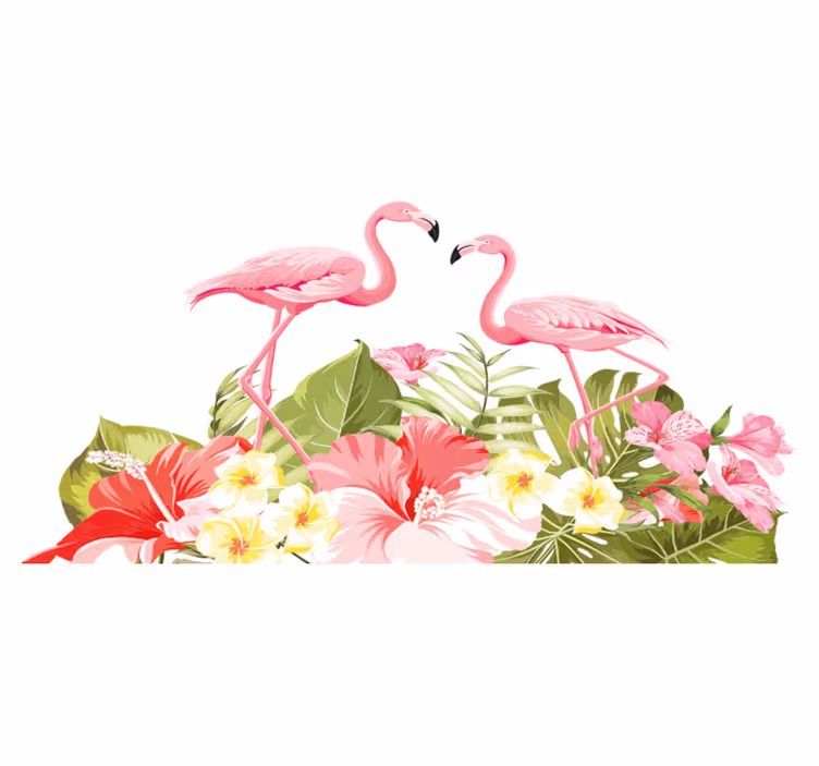 Vinyl teppich tiere mit tropischem flamingo - TenStickers