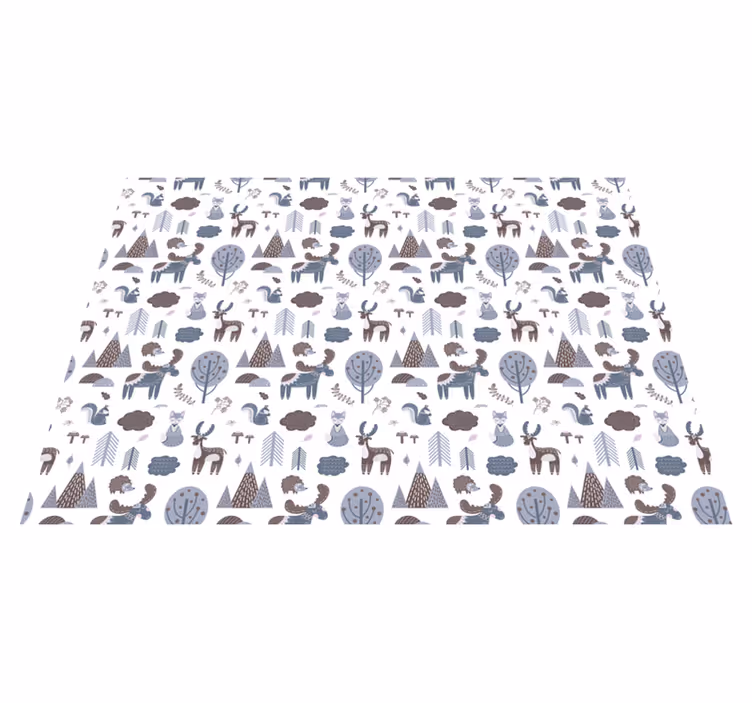 Vinyl teppich tiere nordic graue tiere - TenStickers