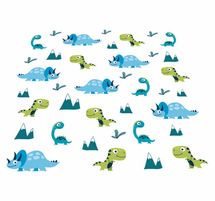 Vinyl teppich tiere nordic dinosaurier gebirgsset - TenStickers