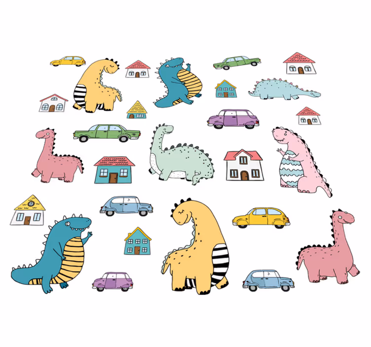 Vinyl teppich tiere nordische dinosaurier im set - TenStickers