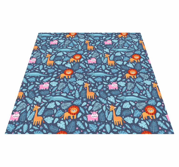 Vinyl teppich tiere mit dschungeltier-motiv - TenStickers