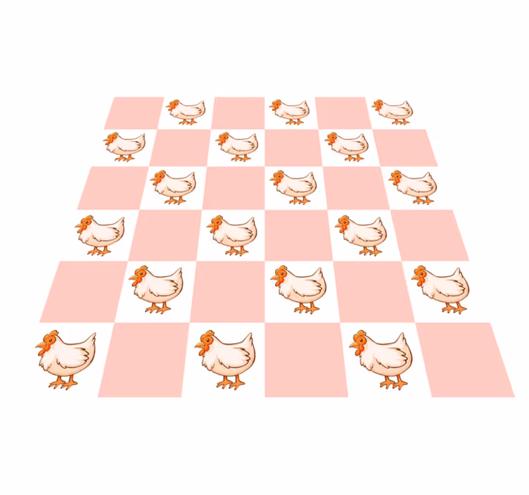 Vinyl teppich tiere in rosa quadraten mit hühnern - TenStickers