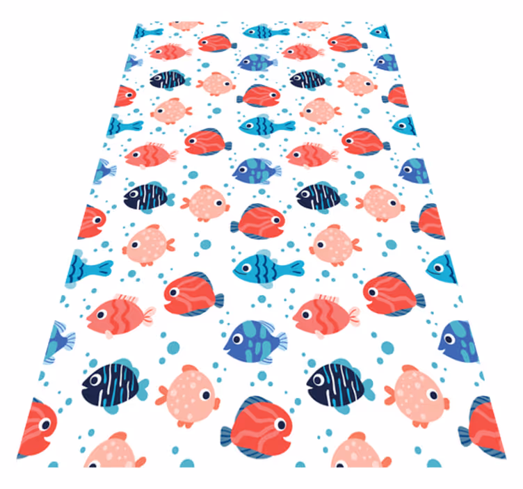 Vinyl teppich tiere mit pinken und blauen fischen - TenStickers