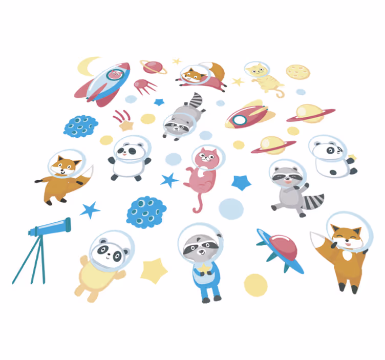 Vinyl teppich tiere süße tierastronauten - TenStickers