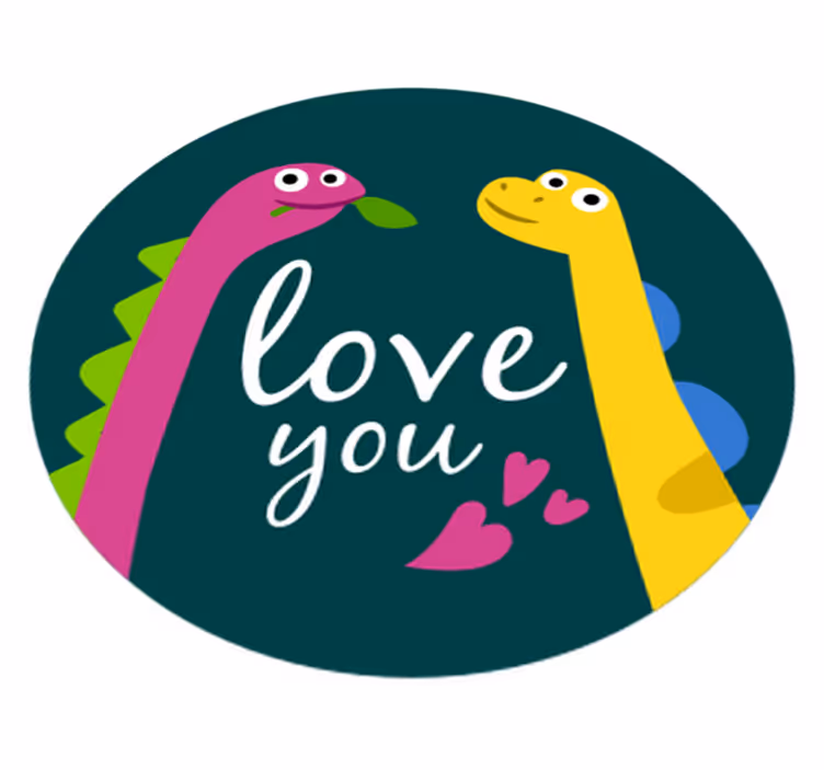 Vinyl teppich tiere süße dinosaurierliebe - TenStickers