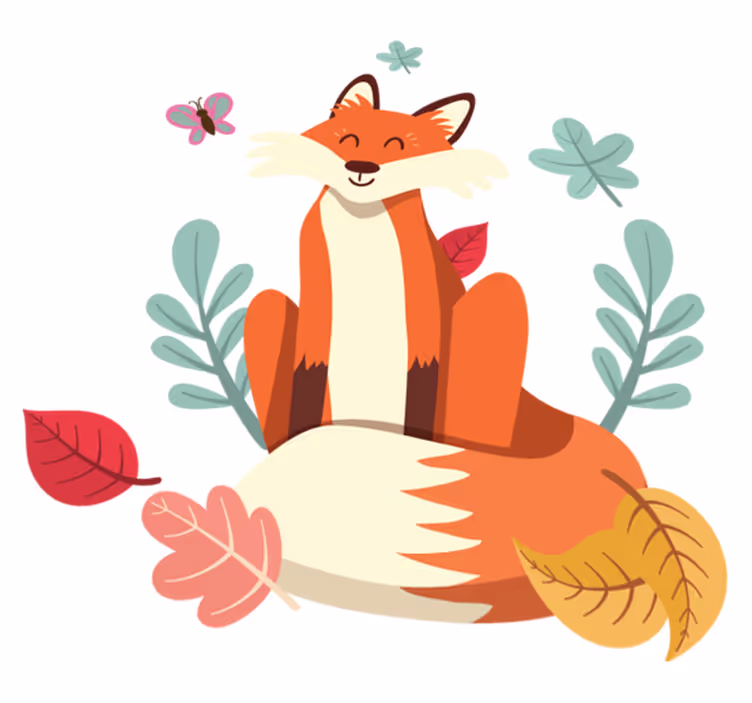 Vinyl teppich tiere mit lächelndem fuchs charakter - TenStickers