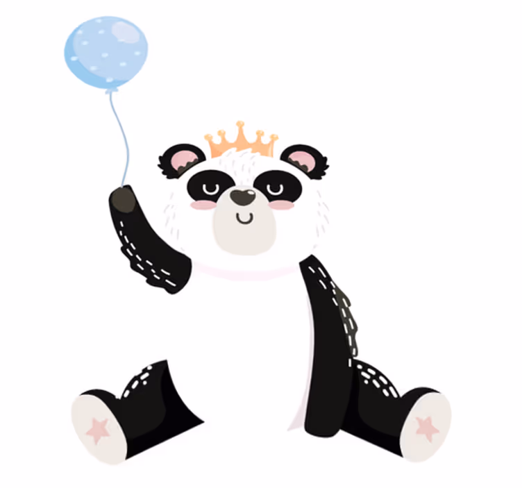 Vinyl teppich tiere mit süßem panda luftballon - TenStickers
