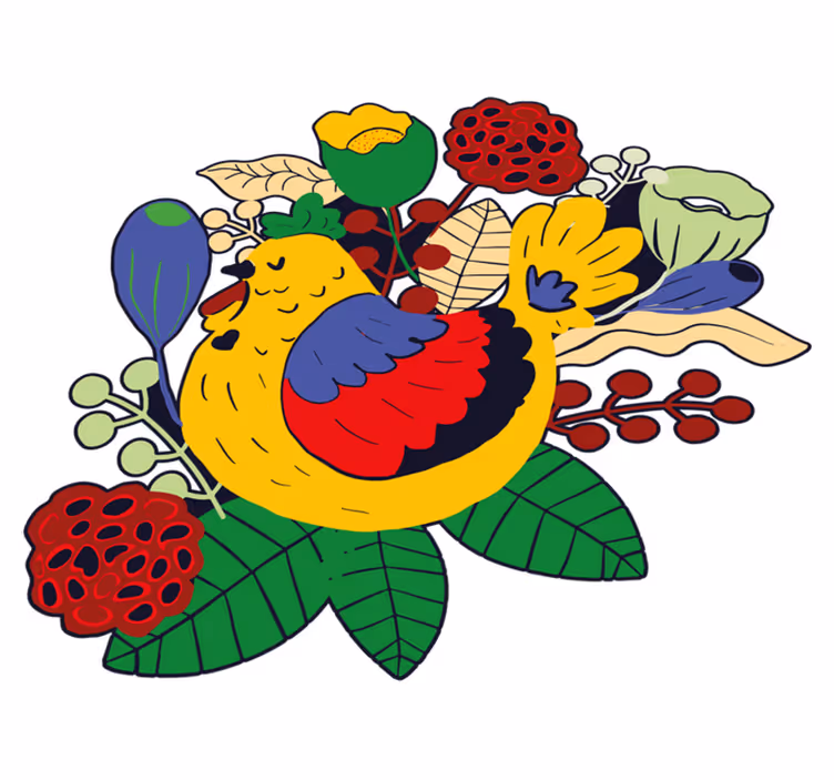 Vinyl teppich tiere bunte vogelblumen - TenStickers
