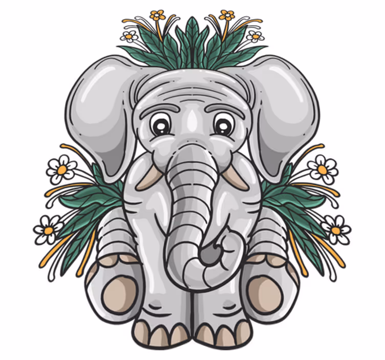 Vinyl teppich tiere mit süßer elefant illustration - TenStickers