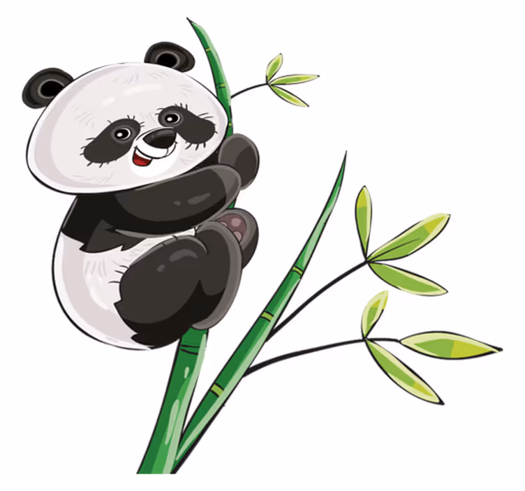 Vinyl teppich tiere panda klettert am bambus - TenStickers