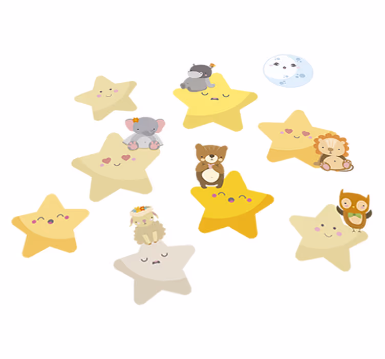 Vinyl teppich tiere sterne für das kinderzimmer - TenStickers