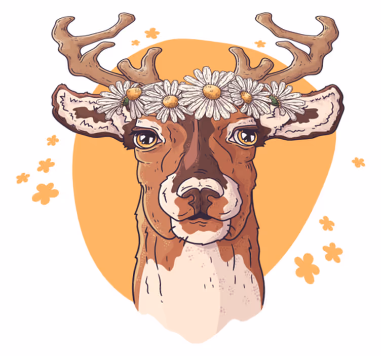 Vinyl teppich tiere blütenhirsch - TenStickers