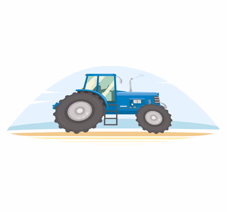 Vinyl teppich tiere mit blauer traktor illustration - TenStickers
