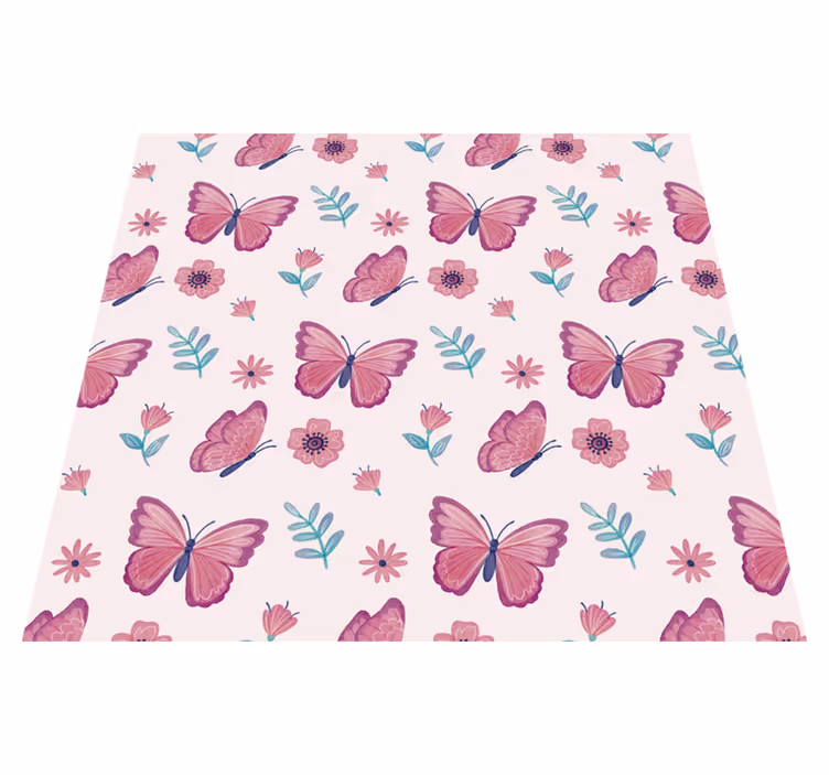 Vinyl teppich tiere schmetterling blumen komposition - TenStickers