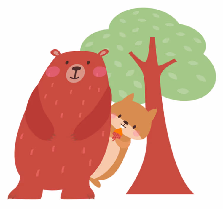 Vinyl teppich tiere freundschaft eichhörnchen und bär - TenStickers