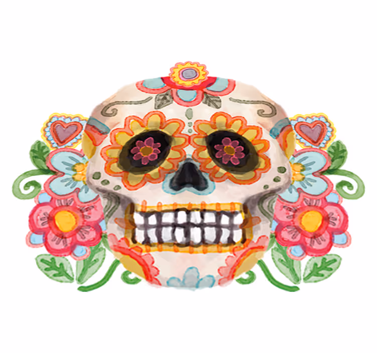 Vinyl teppich halloween aquarella floraler totenkopf - TenStickers
