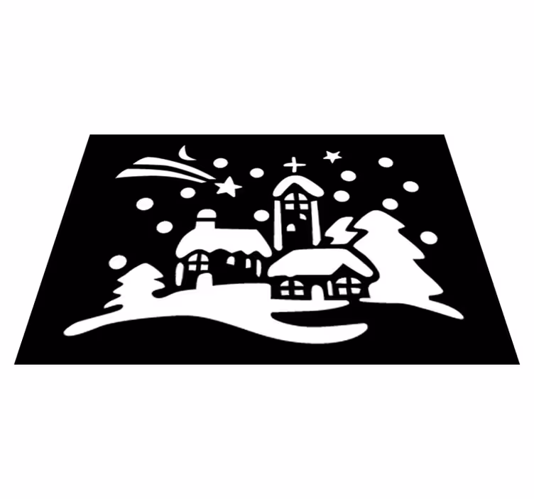 Vinyl teppich weihnachten schwarz-weiß stadt - TenStickers