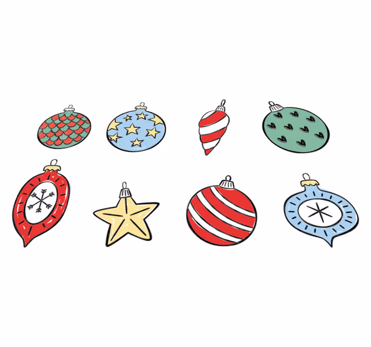 Vinyl teppich weihnachten set mit vintage christbaumkugeln - TenStickers