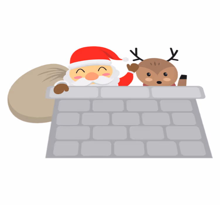 Vinyl teppich weihnachten mit santa und rentieren - TenStickers