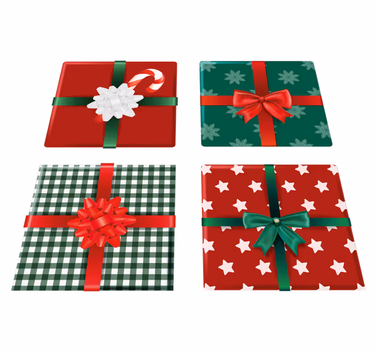 Vinyl teppich weihnachten geschenkboxen packung fliesen - TenStickers