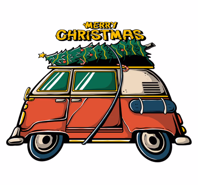 Vinyl teppich weihnachten santa's auto - TenStickers