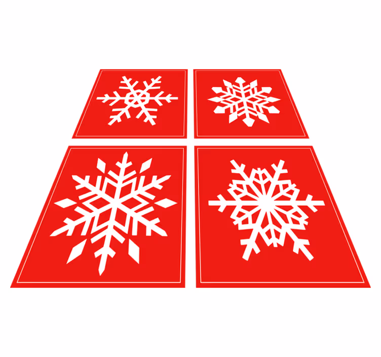 Vinyl teppich weihnachten rote schneeflocken fliesen - TenStickers