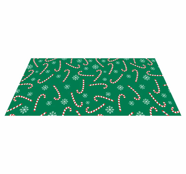 Vinyl teppich weihnachten mit zuckerstangenmuster - TenStickers