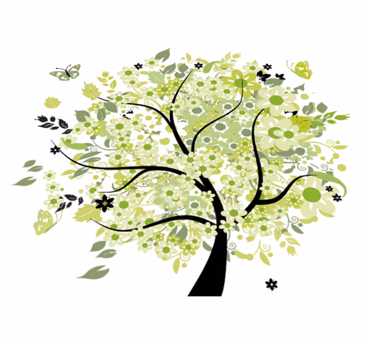 Vinyl teppich blumen grüner frühling baum - TenStickers