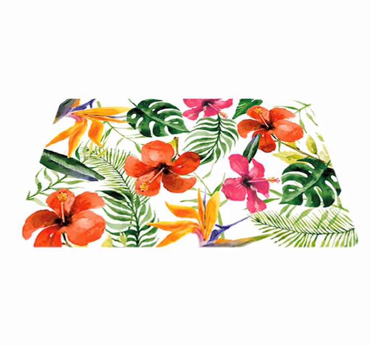 Vinyl teppich blumen mit bunten monstera-blättern - TenStickers