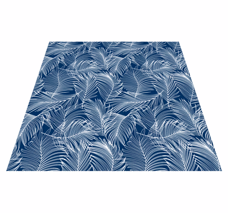 Vinyl teppich blumen mit eleganten blauen blättern - TenStickers