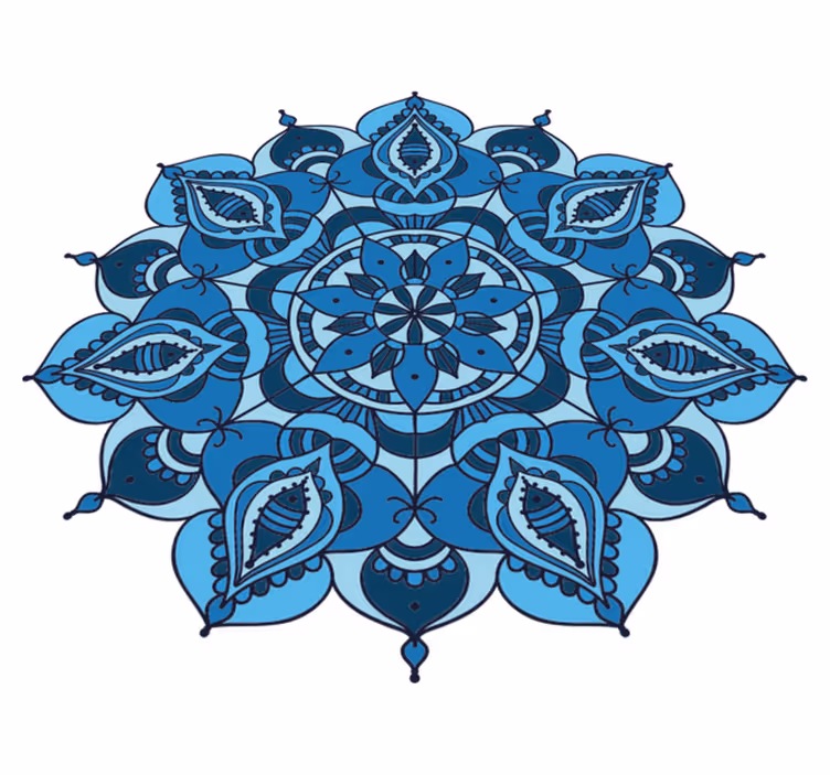 Vinyl teppich blumen mit filigranem blauen mandala - TenStickers