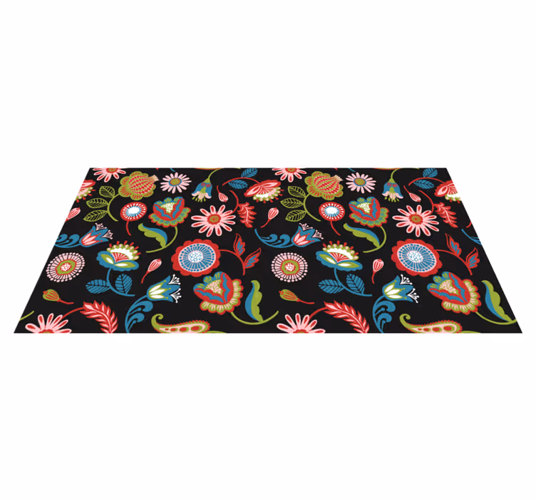 Vinyl teppich blumen mit buntem volksmuster - TenStickers
