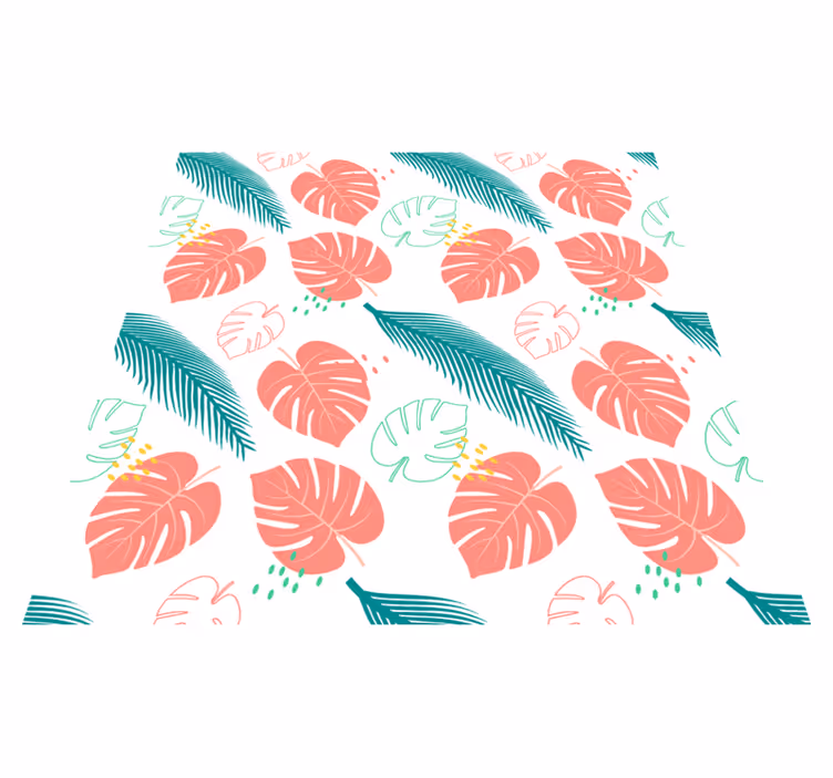Vinyl teppich blumen mit pinken tropischen blättern - TenStickers