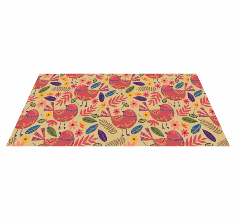 Vinyl teppich blumen mit buntem vogelmuster - TenStickers