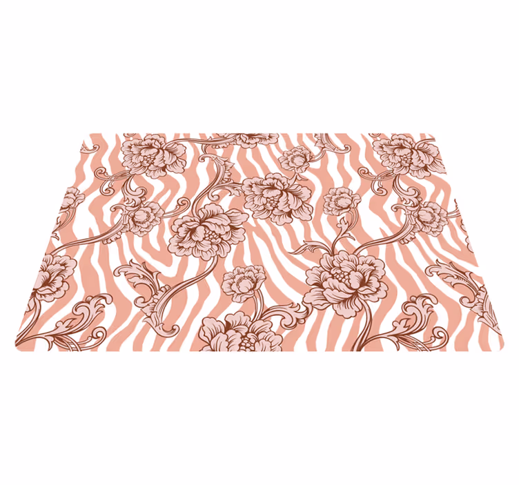 Vinyl teppich blumen zebra-design mit korallenblüten laptop - TenStickers