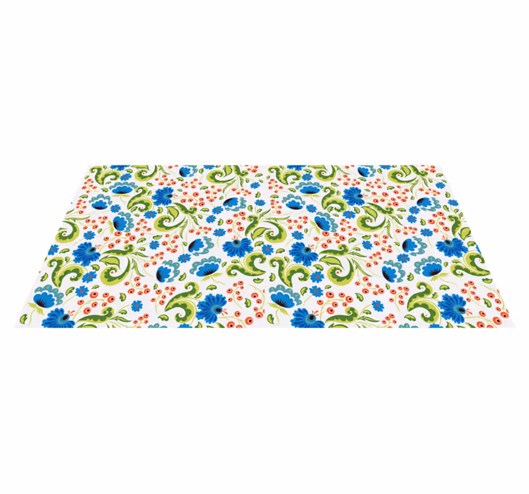 Vinyl teppich blumen mit grünen und blauen blumen - TenStickers