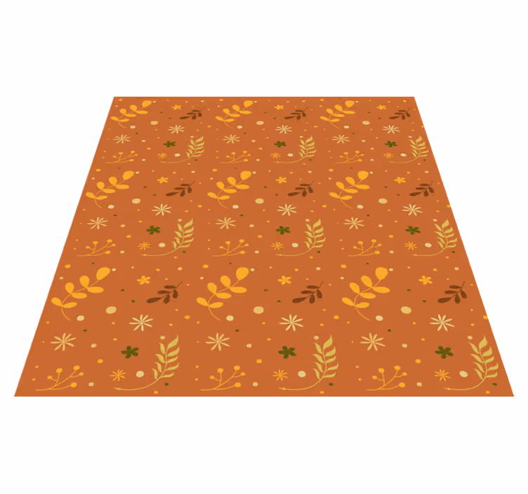 Vinyl teppich blumen in orangeblättern design - TenStickers