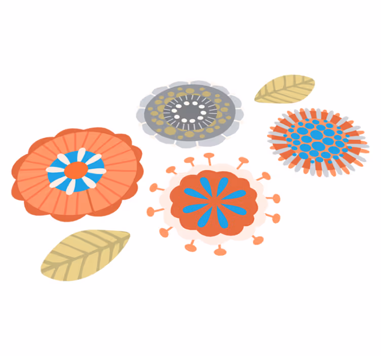 Vinyl teppich blumen in bunten formen - TenStickers