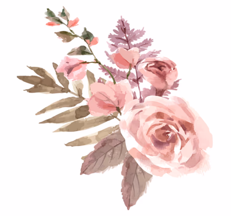 Vinyl teppich blumen aquarell komposition - TenStickers