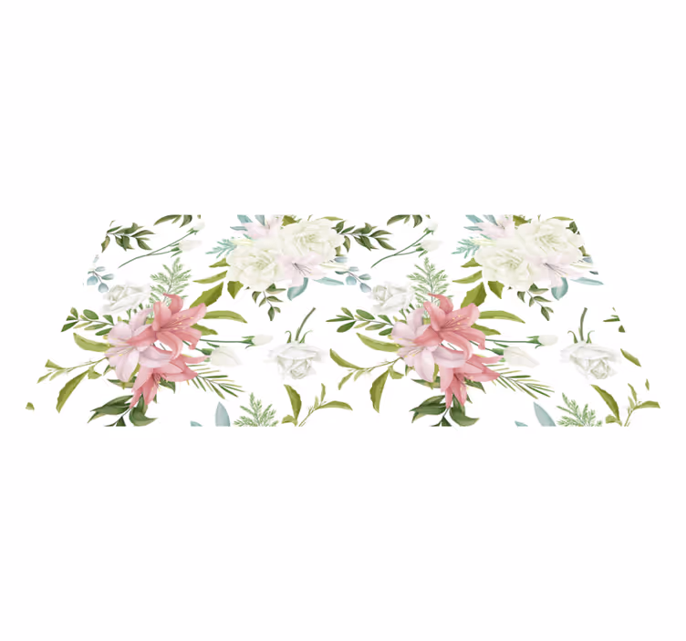 Vinyl teppich blumen im minimalistischen gartenstil - TenStickers