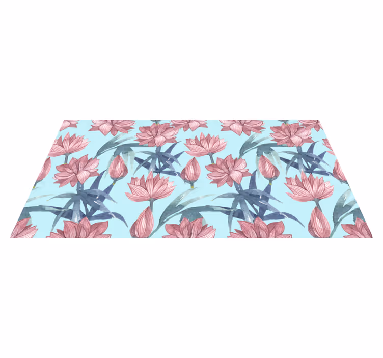 Vinyl teppich blumen in blau aquarell - TenStickers