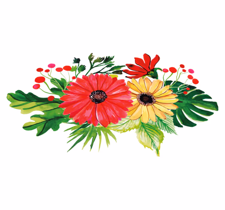 Vinyl teppich blumen mit horizontalem eleganten design - TenStickers
