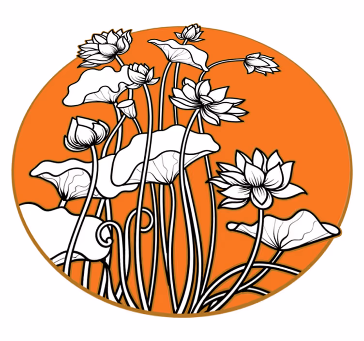 Vinyl teppich blumen mit lotusillustration im japanischen stil - TenStickers