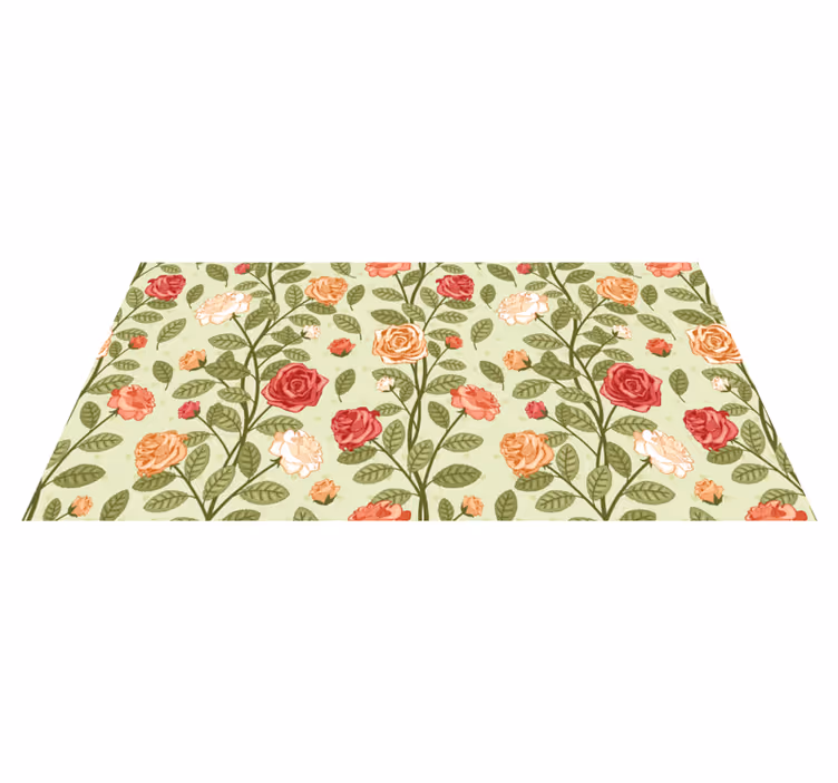 Vinyl teppich blumen im set mit vintage rosen - TenStickers