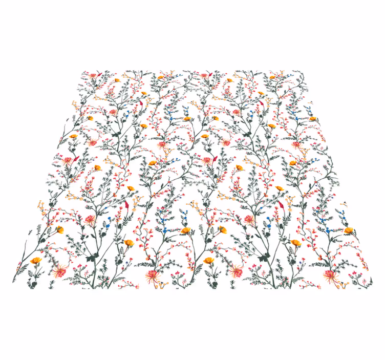 Vinyl teppich blumen dünne minimalistische gartenblumen - TenStickers
